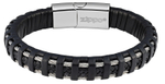 Американский мужской чёрный браслет из кожи и стали с магнитным замком  Zippo 2006232 в подарочном футляре