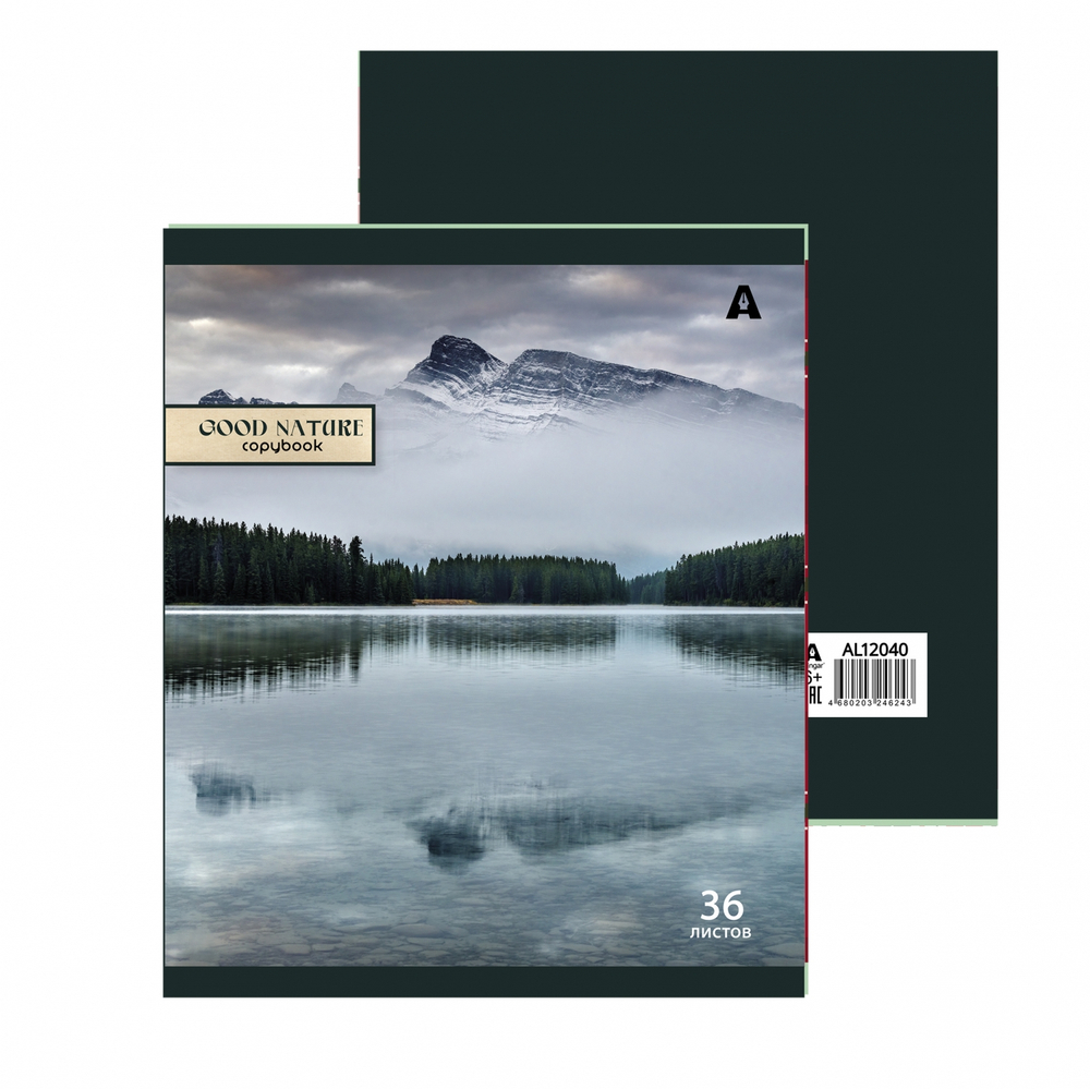 Тетрадь 36 л., А5, клетка, Alingar "Good nature", скрепка, офсет, мелованная бумага, 5 дизайнов в пленке т/у