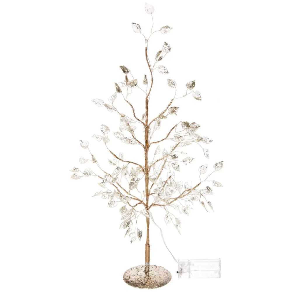 Дерево декоративное «Зимнее чудо» 50 cм, (с подсветкой на батарейках 2хАА), Золото