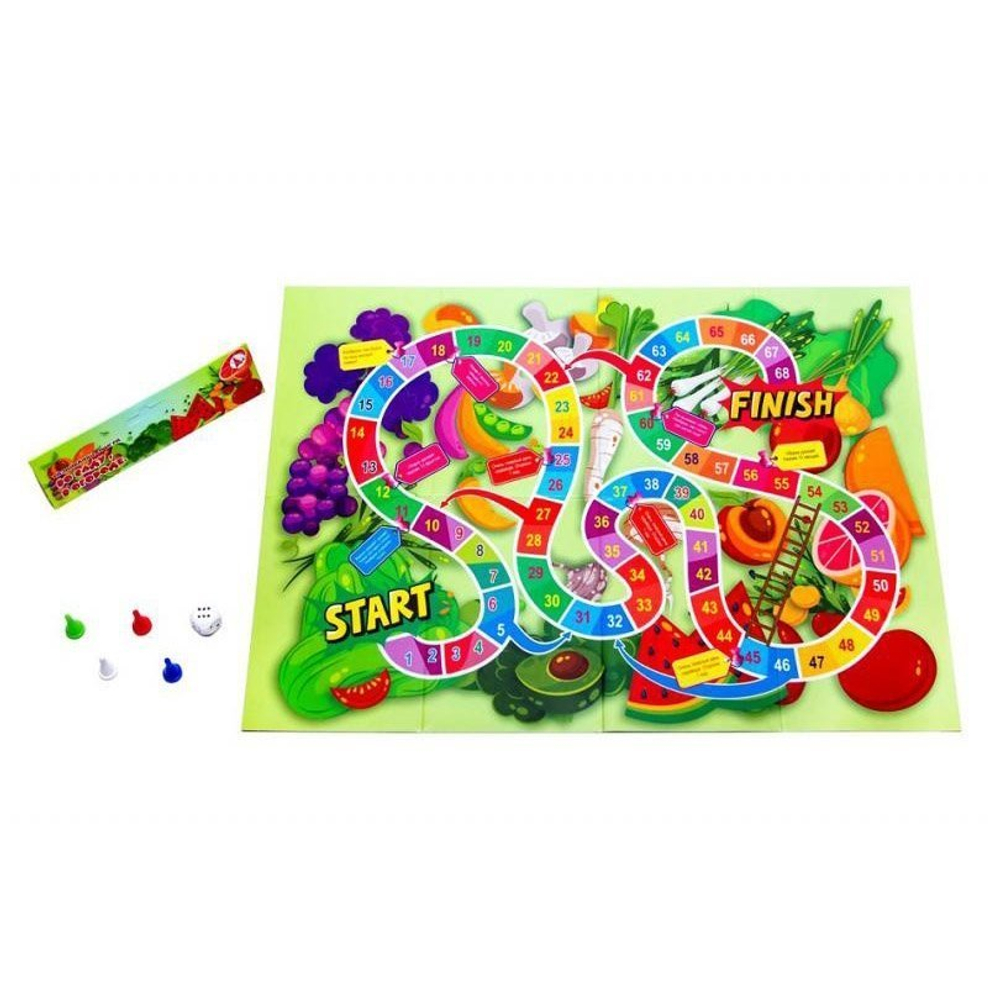 Игра-ходилка, Ракета "Во саду, в огороде", 3 +, размер игрового поля 420 х 300 мм, в комплекте кубик, 4 фишки, пакет с европодвесом