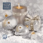 Салфетки бумажные 33*33 Home Collection Classic Праздничный натюрморт. Серебро, 3 сл., 20л