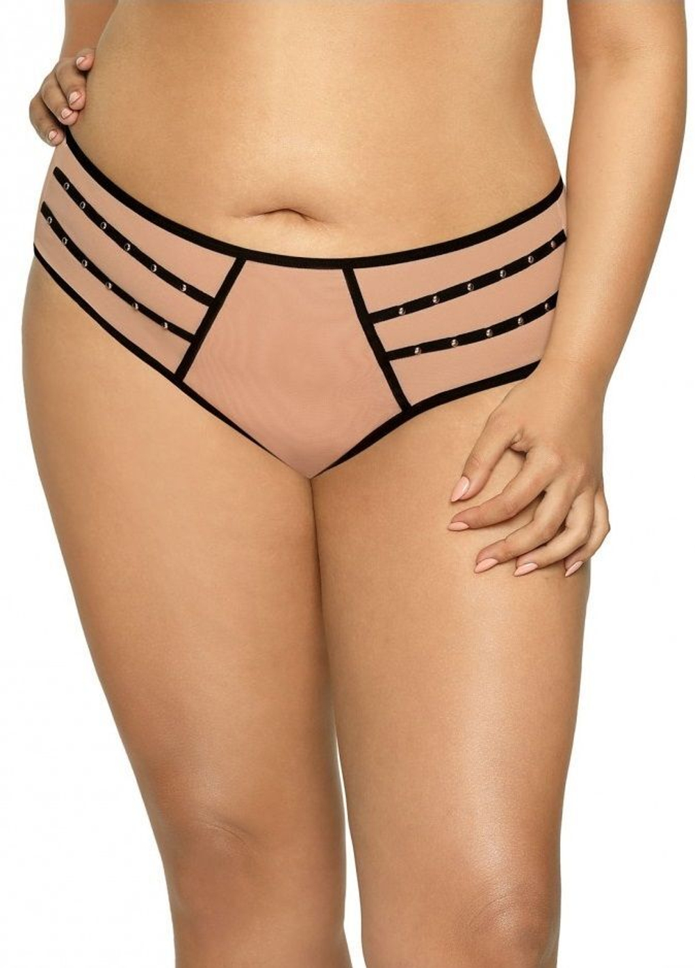 Трусики-слипы Gillian с декоративными союзками (Размер: XXXL) (Цвет: черный с бежевым)