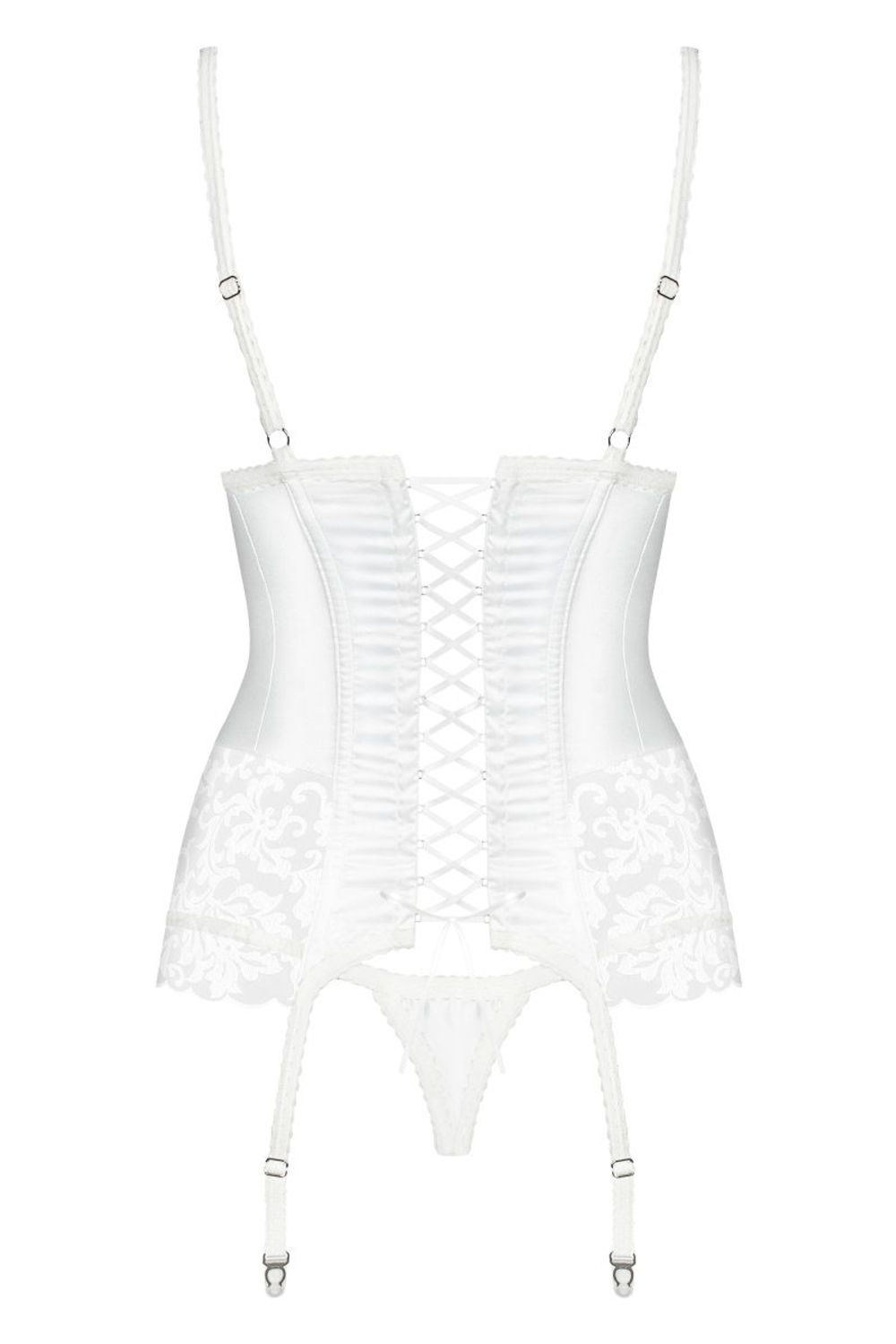 Соблазнительный атласный корсаж с вышивкой (Размер: S-M) (Цвет: белый)