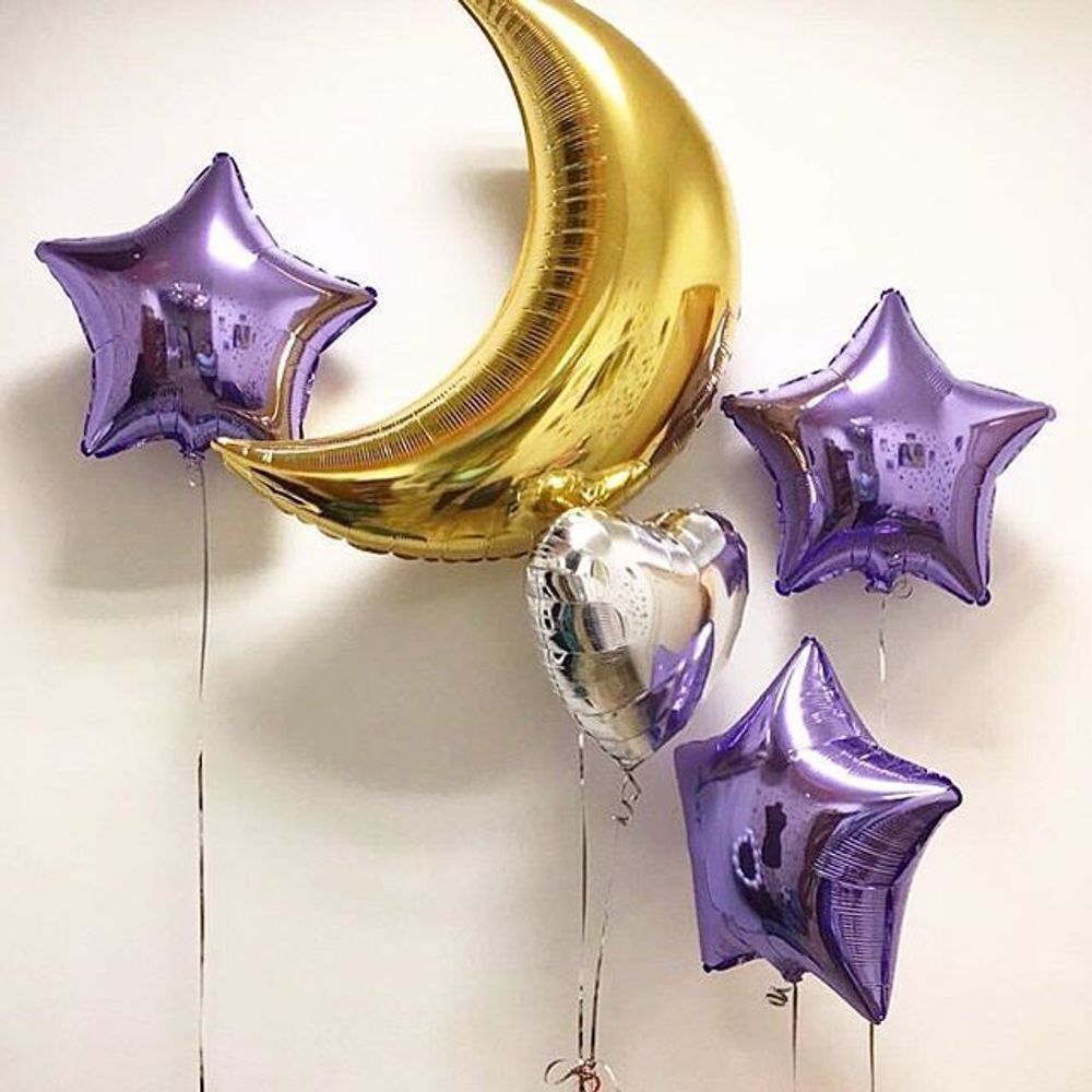 Шар (35"/89 см) Фигура, Полумесяц, Золото 1 шт.