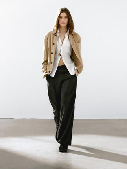 Massimo Dutti Замшевая куртка средней длины с карманами, дымчатый