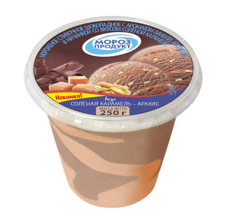 Мороженое сливочное шоколадное 250г. Соленая карамель-арахис Морозпродукт
