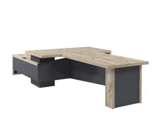 Стол правый 1800х2000х750 с опорной тумбой, блоком розеток и брифингом 1700 T-918R.1000-02