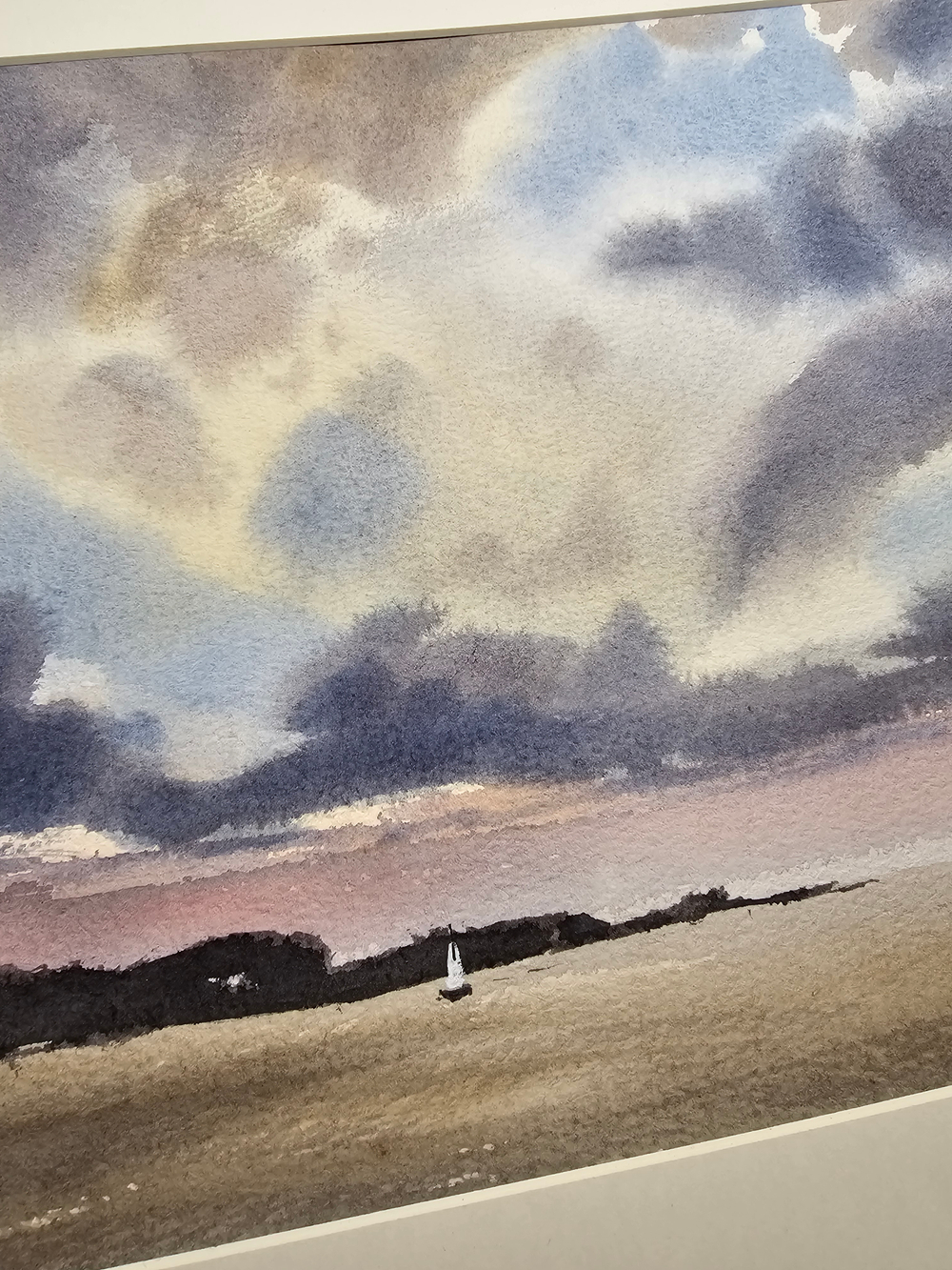 Картина авторская акварельная в паспарту 30х40 см на стену для интерьера "Пейзаж"