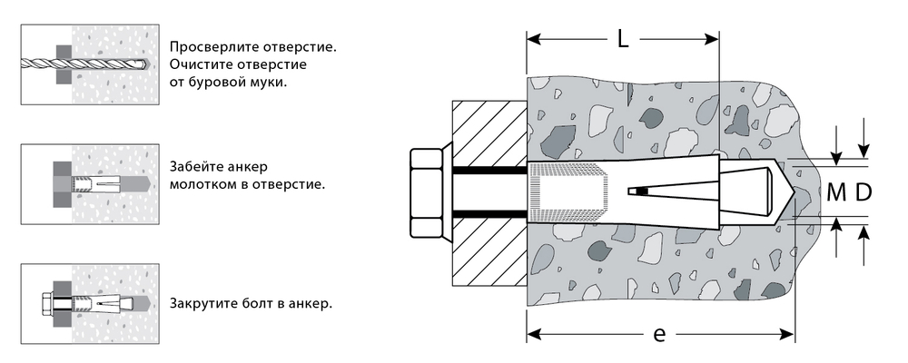 ЗУБР 16 х 63 мм, 15 шт, анкер с клином (4-302072-16-063)