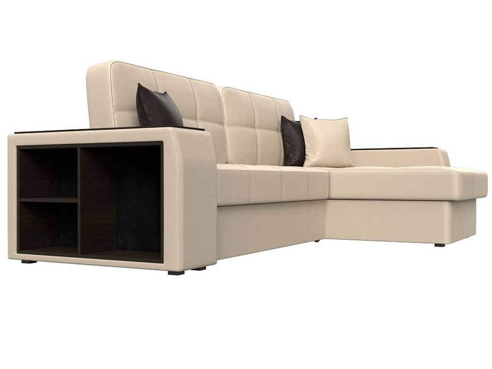 Диван угловой Брюссель правый угол, Бежевый\Коричневый, Экокожа, 29394