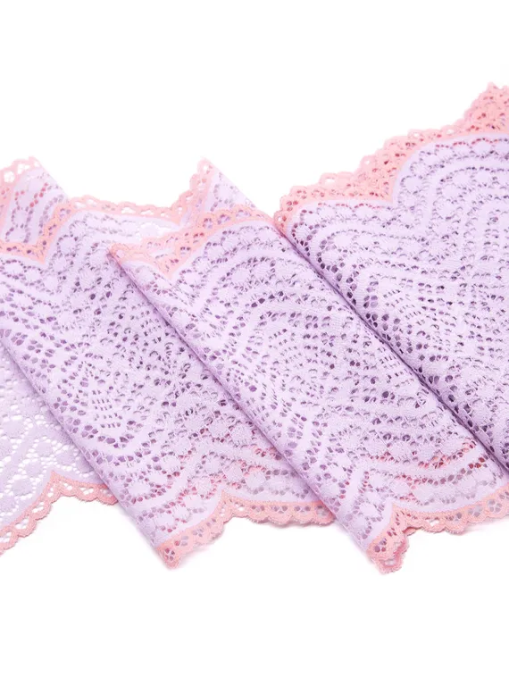 03-177  Кружево эластичное 18 см, лиловый/розовый