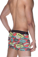 Мужские трусы-боксеры с принтом в виде спич-баббл (Размер: XL) (Цвет: красный)