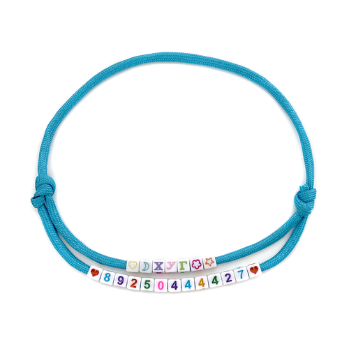 Адресник ручной работы из бусин (цветные, кириллица)