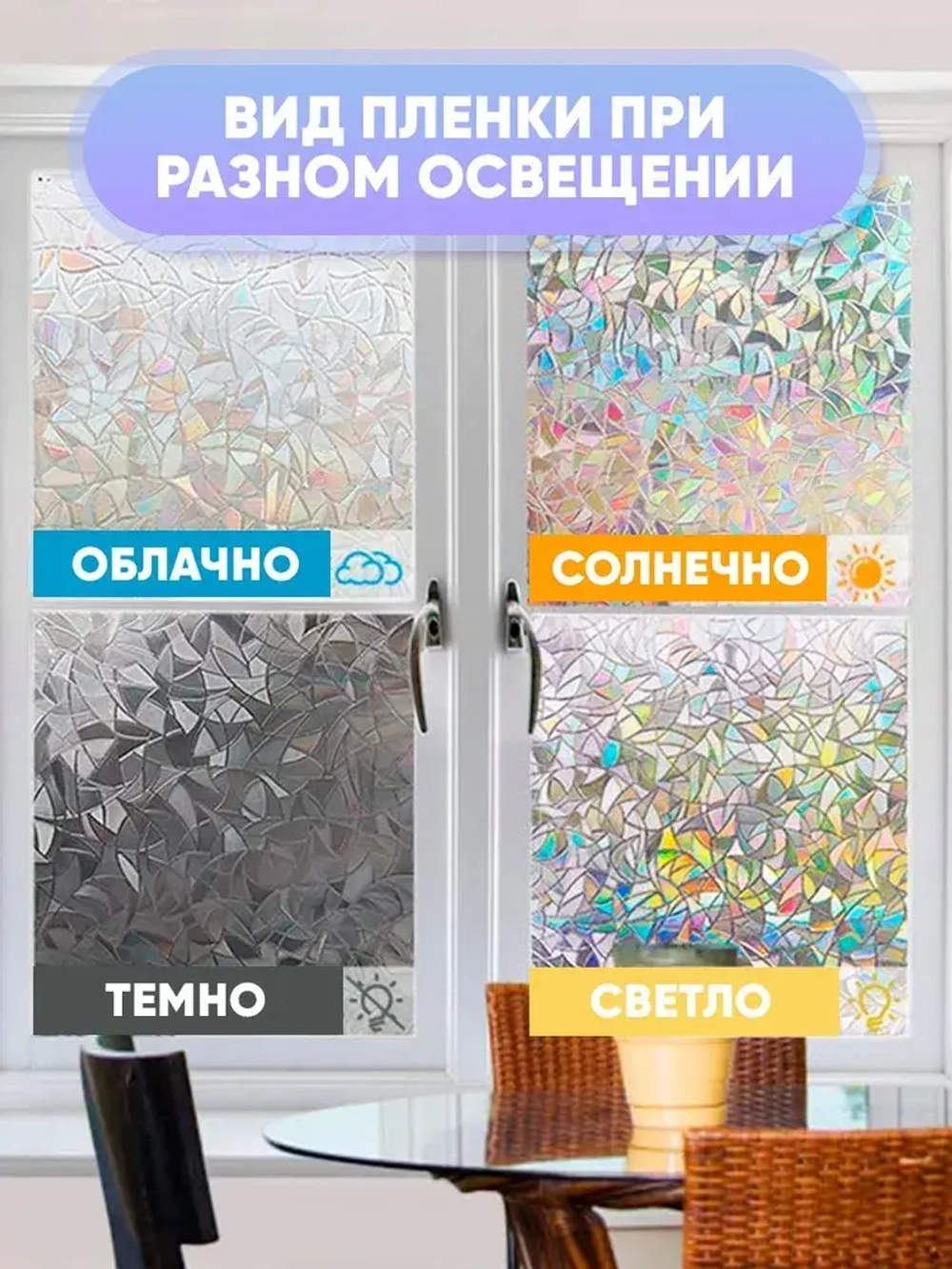 Самоклеящаяся пленка для мебели, Витражная пленка на стекло окна,60x200CM