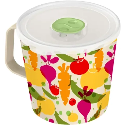 Контейнер-кружка 750мл «IZI-GO» с клапаном с декором (светло-бежевый)