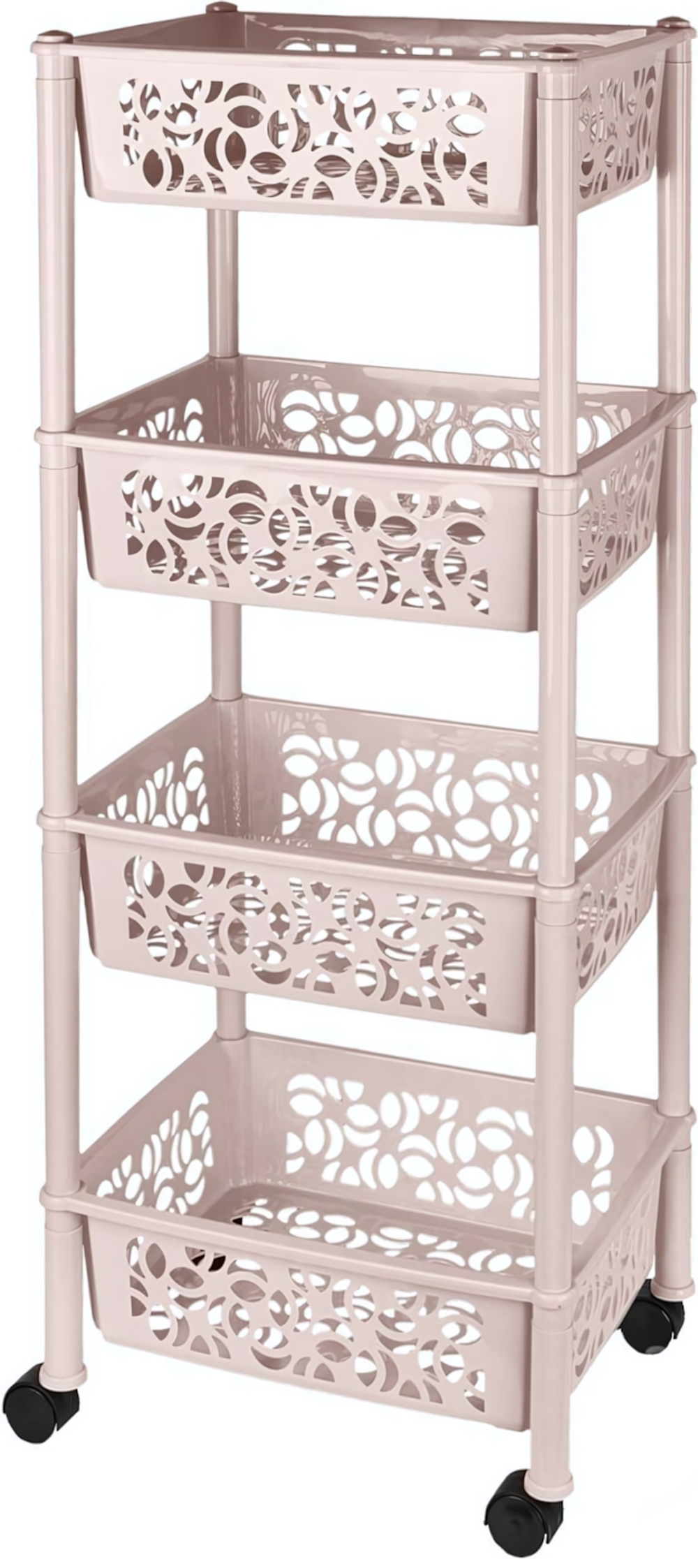 Этажерка Light 4-х секционная прямоугольная 370*290*190 на колесиках Keeplex