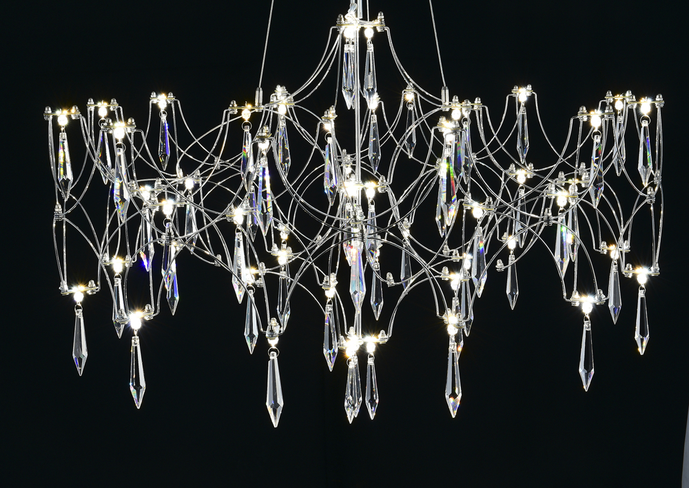 Подвесная люстра светодиодная с пультом и хрустальными подвесками Asfour MyFar Ileria MR2651-57P-76AP