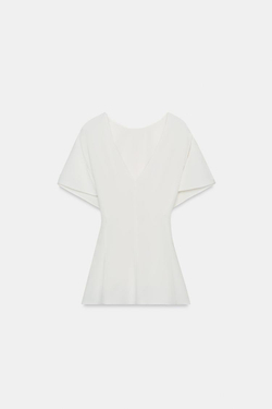 ZARA ТОП С КОРОТКИМИ РУКАВАМИ — ZW COLLECTION, ЖЕЛТОВАТО-БЕЛЫЙ