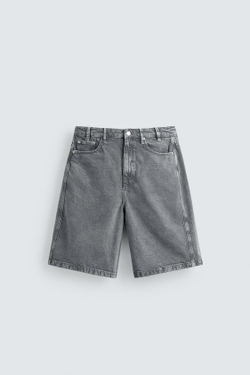 ZARA ШОРТЫ BAGGY FIT, ЛИНЯЛЫЙ СИНИЙ