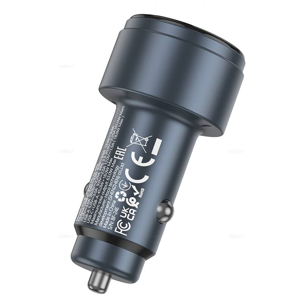 Автомобильное зарядное устройство Hoco Z57B PD45W+QC3.0 (metal grey)