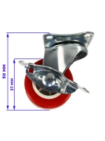 Колесо мебельное с поворотным колесом и тормозом, 4 шт