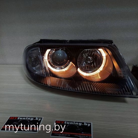 Передние фары black angel eyes для VW Passat B5 GP