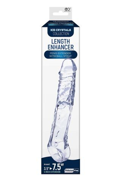 Прозрачная насадка-удлинитель Length Enhancer с подхватом - 22,3 см. (Цвет: прозрачный)