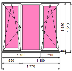 Пластиковое окно 1480 х 1770 ТермА Эко