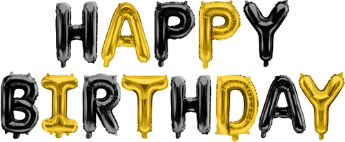 Мини фигура 16'' надпись Happy Birthday , Черный/Золото Fl