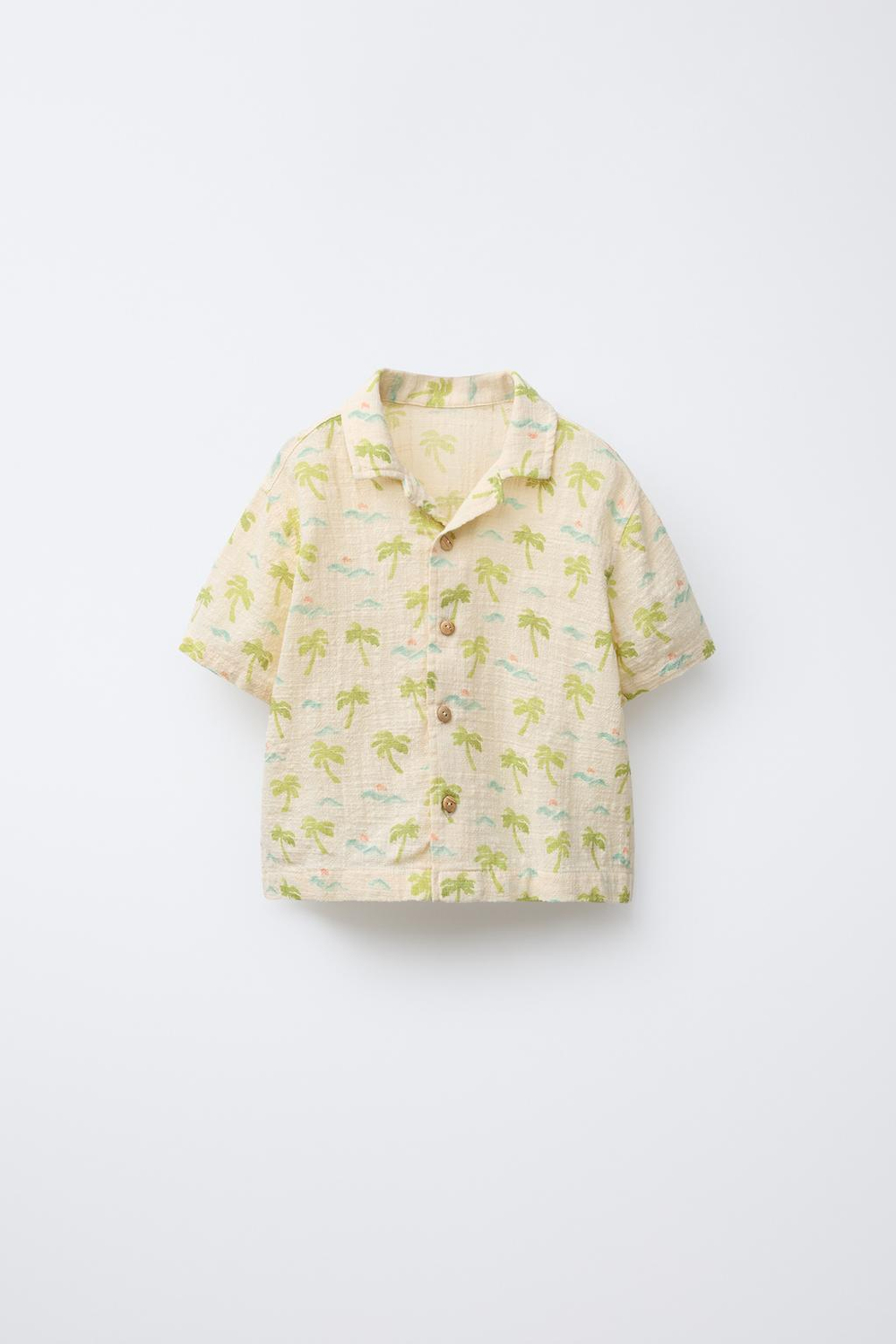 ZARA РУБАШКА С ПРИНТОМ «ПАЛЬМЫ», ЗЕЛЕНОВАТЫЙ