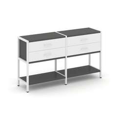 Shelf System Двухсекционный стеллаж двухярусный с ящиками SN.STM-222 Антрацит/Белый/Металл Белый 159