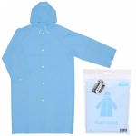 Дождевик-плащ 110 Мкрн 115*65см «Macarons» с капюшоном и завязками, на кнопках, голубой ДоброСад