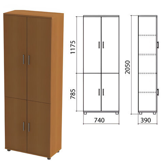 Шкаф закрытый "Монолит", 740х390х2050, цвет орех гварнери (КОМПЛЕКТ)