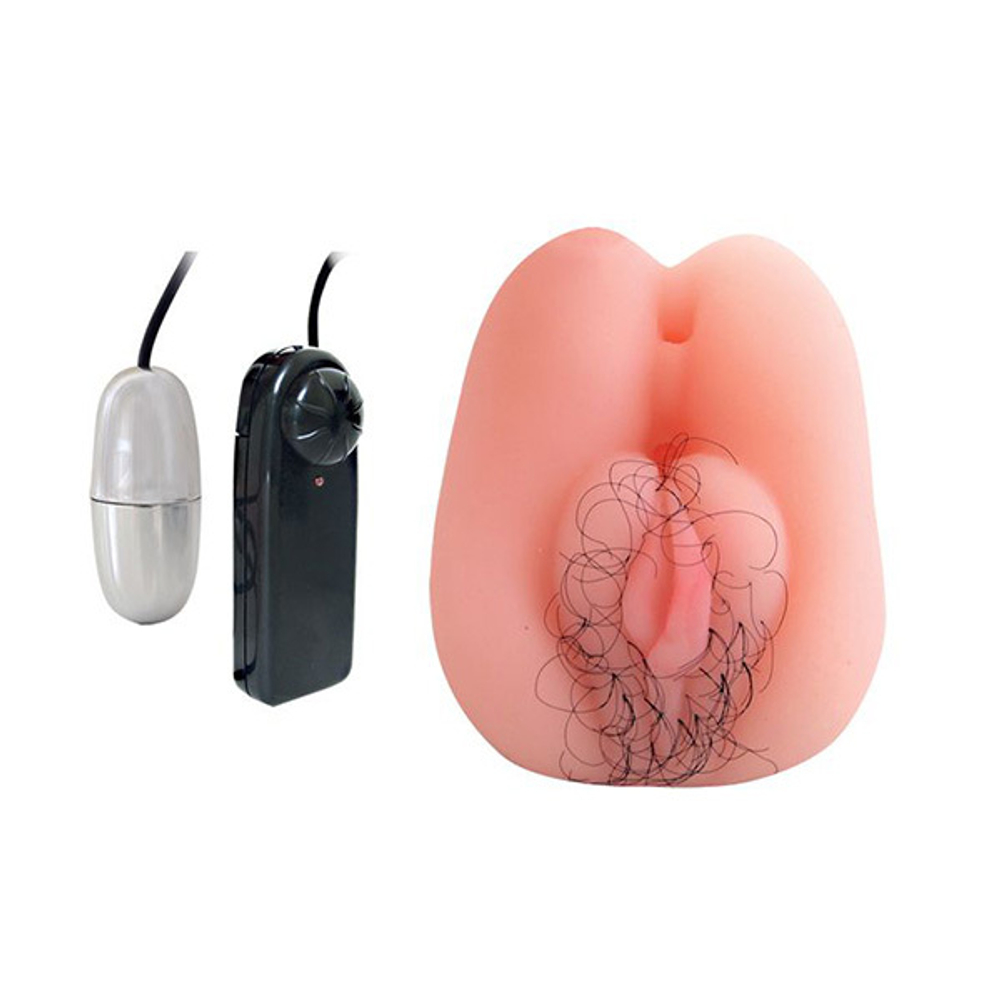 Вибровагина телесного цвета с волосиками Bior Toys Erowoman-Eroman EE-10164