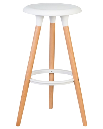 Табурет барный DOBRIN ROYCE, ножки светлый бук, цвет белый (W-02)