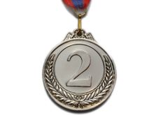 Медаль спортивная с лентой 2 место d - 6,5 см :PF-2
