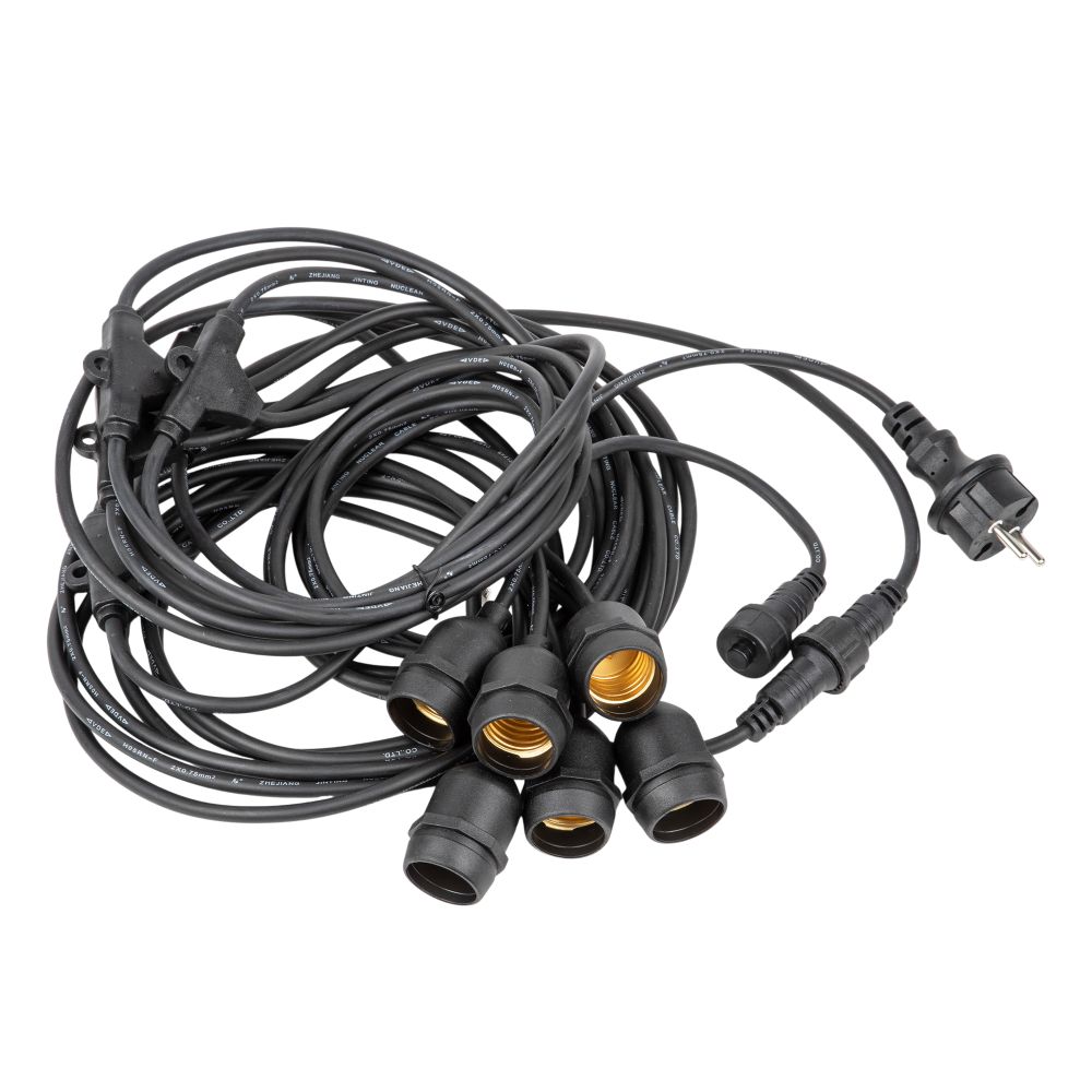 UDL-K230 6-E27-5M IP54 BLACK BELT-LIGHT GREENHOUSE Гирлянда для освещения теплиц. 5м + 3м сетевой шнур. 6 подвесов 1м с патроном E27. шаг 100см. Чёрная. TM Uniel