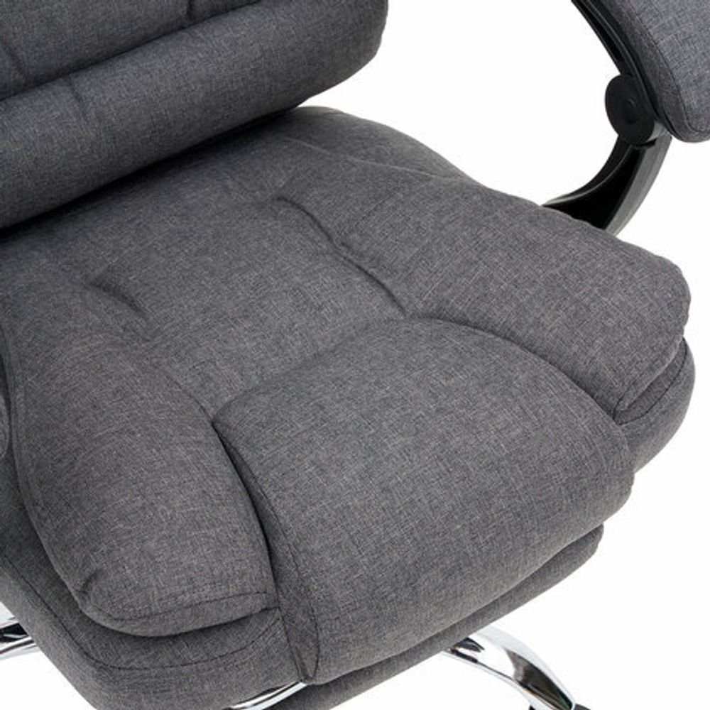 Кресло офисное CROMEX (КРОМЕКС) "Chill MS-005", с функцией вибромассажа, подножка, ткань, серое, 532959