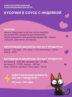 Хаппи Лаппи консервированный корм для котят, кусочки в соусе с индейкой, 75 г