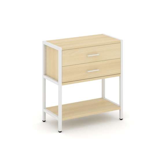 Shelf System Односекционный стеллаж двухярусный с ящиками SN.STM-212 Акация Лорка/Металл Белый 810*4