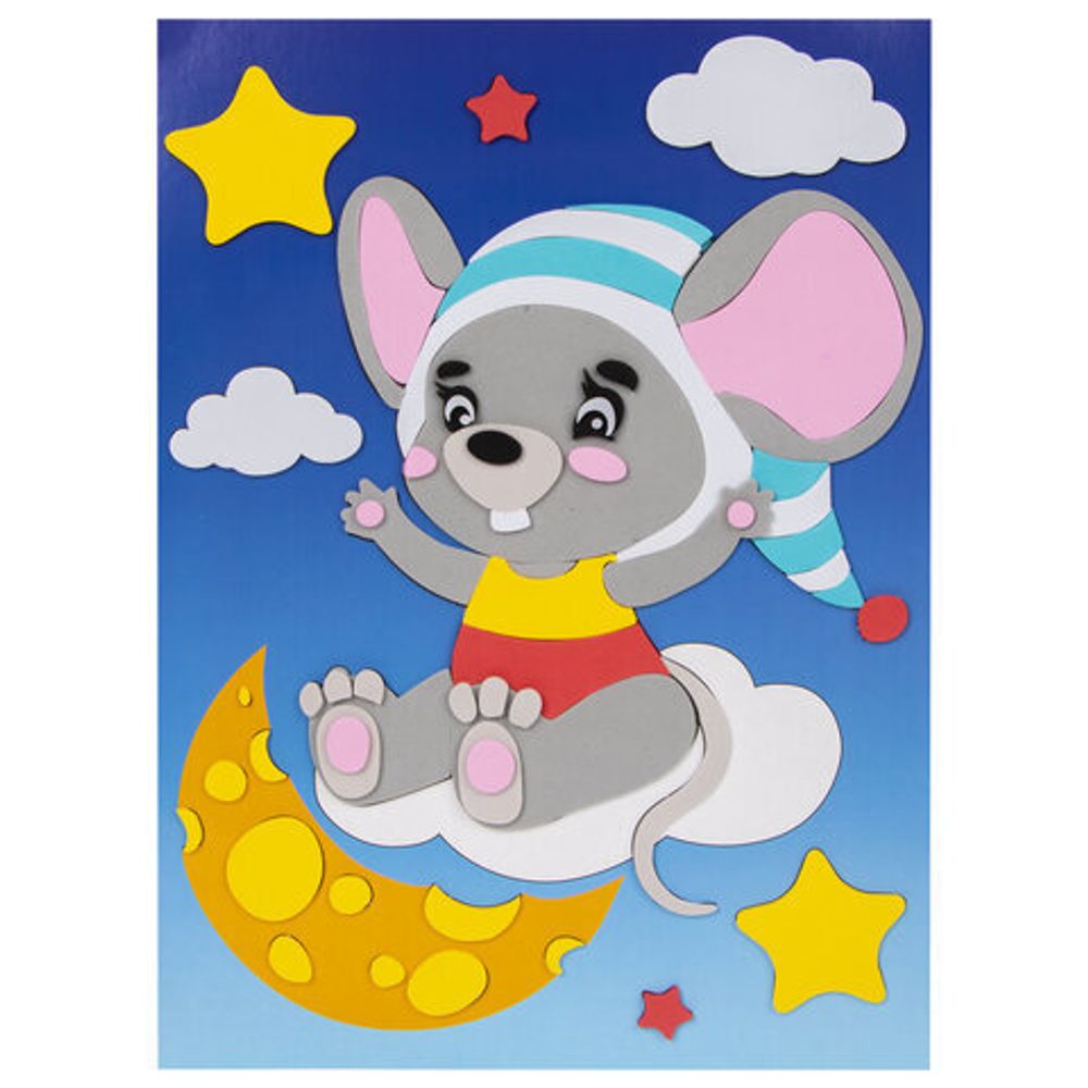 Набор для творчества "Аппликация из мягкого пластика EVA", "Мышонок", 21х29см, ЮНЛАНДИЯ, 662357