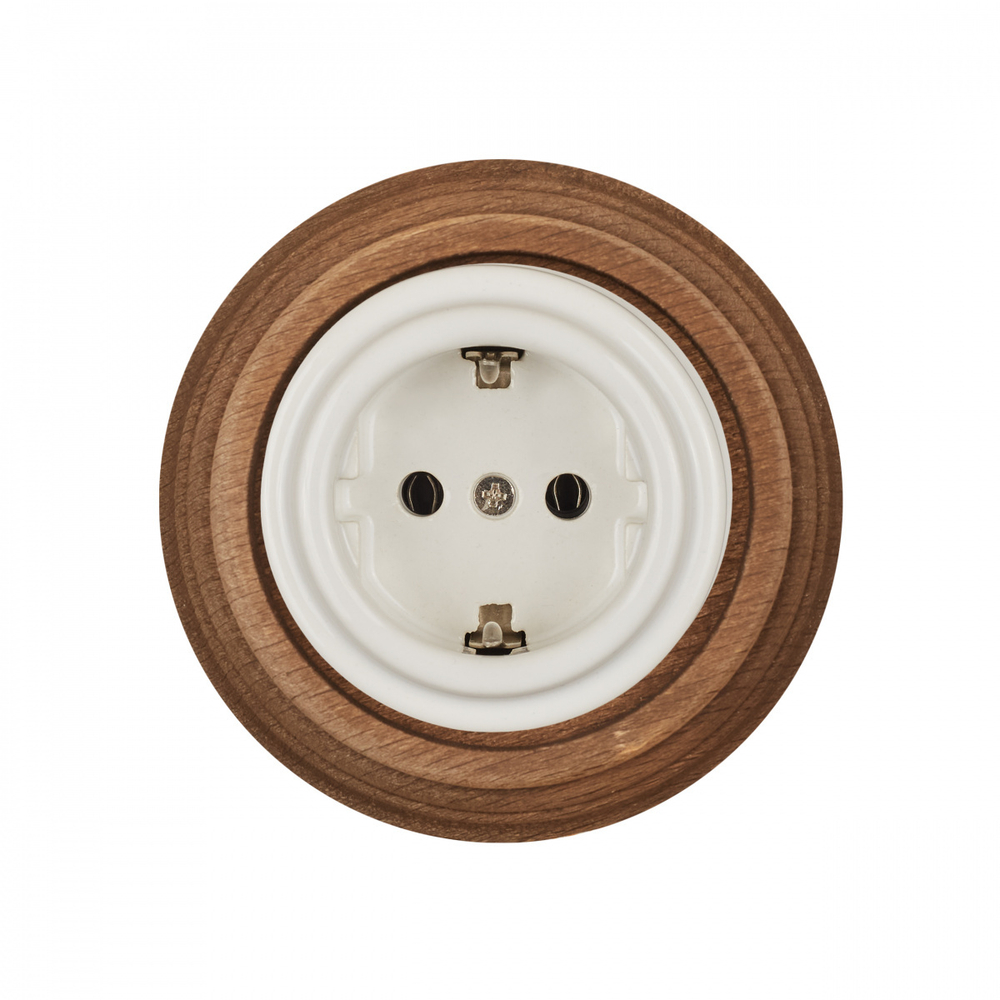 Розетка, керамика, цвет белый, с заземляющим контактом B1-101-01