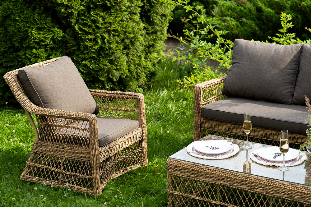 "Гранд Латте" лаунж-зона из искусственного ротанга, цвет соломенный