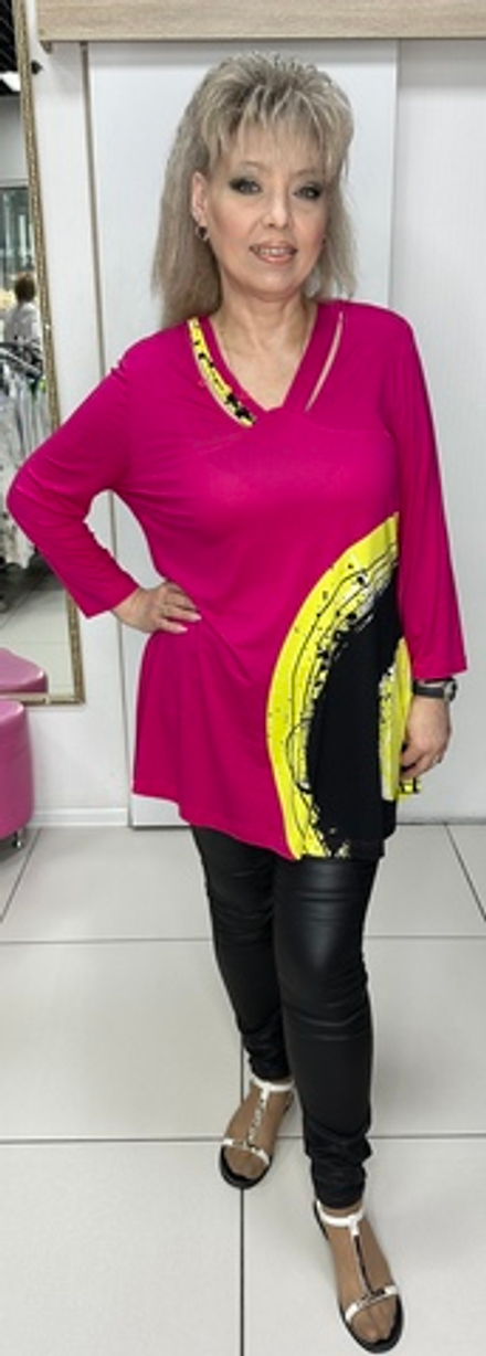 Красно-желтый блузон-туника