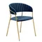 Стул Turin синий с золотыми ножками