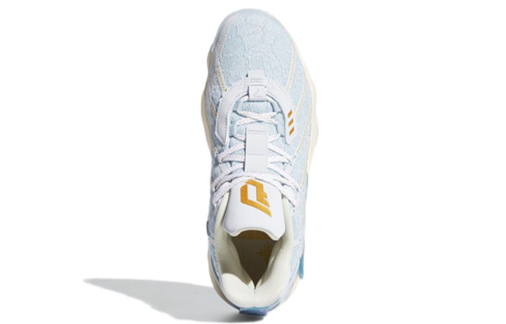 Adidas D lillard 7 GCA "Christmas" comfortable and versatile fabric, non-slip, wear-resistant, lightweight mid-top basketball shoes for men and women with the same ice blue