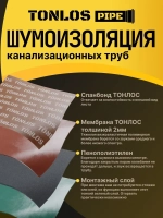 Шумоизоляция для канализационных труб TONLOS Pipe. Многослойная мембранная.