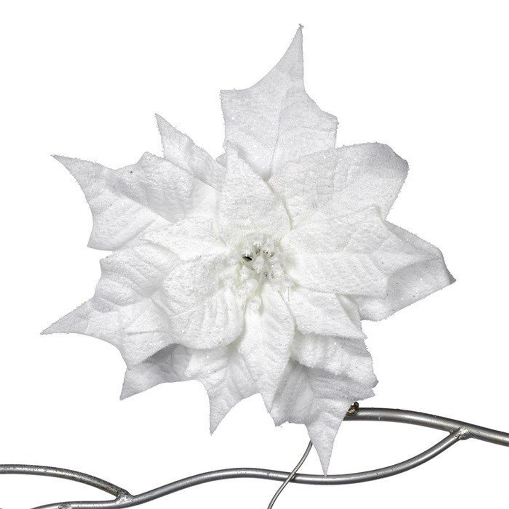 Пуансеттия на клипсе 25см Goodwill белый/кремовый