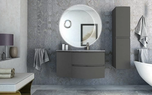 Тумба с раковиной правосторонняя Cezares Vague 104 Grigio talpa opaco