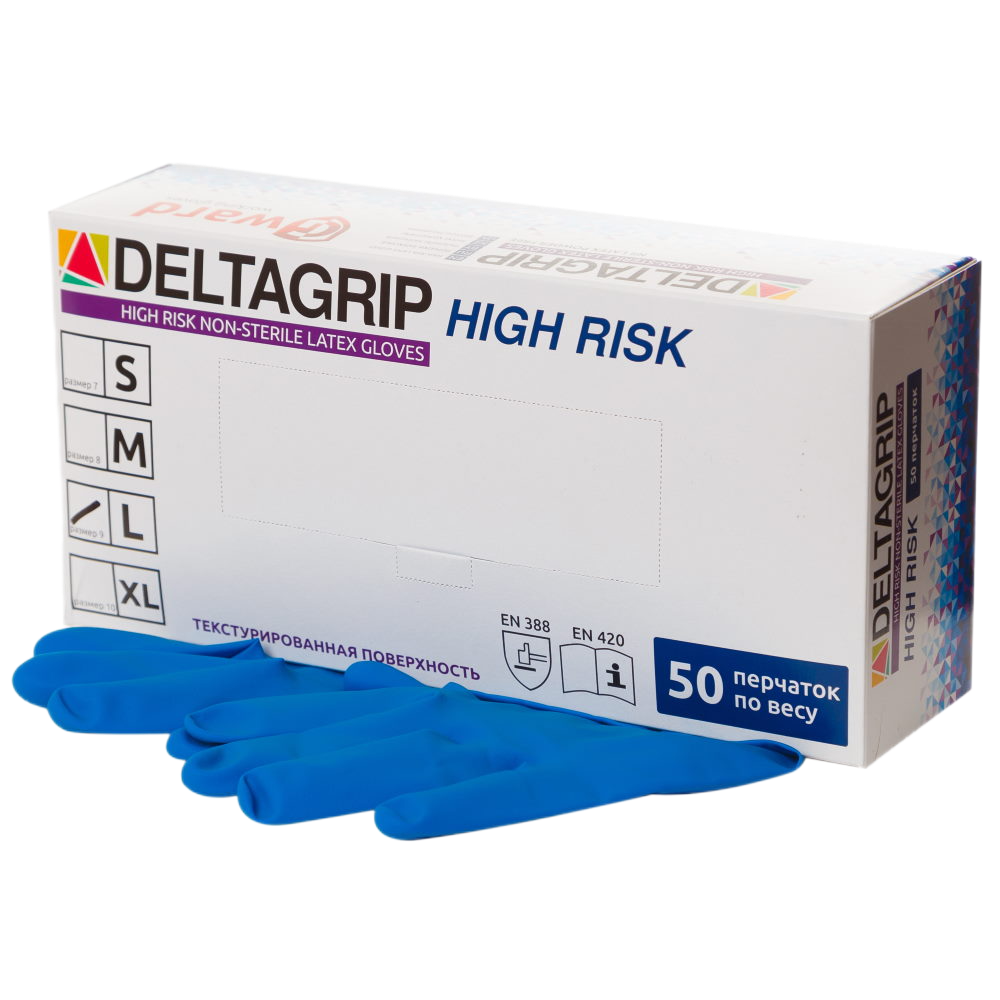 Перчатки латексные неопудренные High Risk (уп.50 шт - 25 пар)